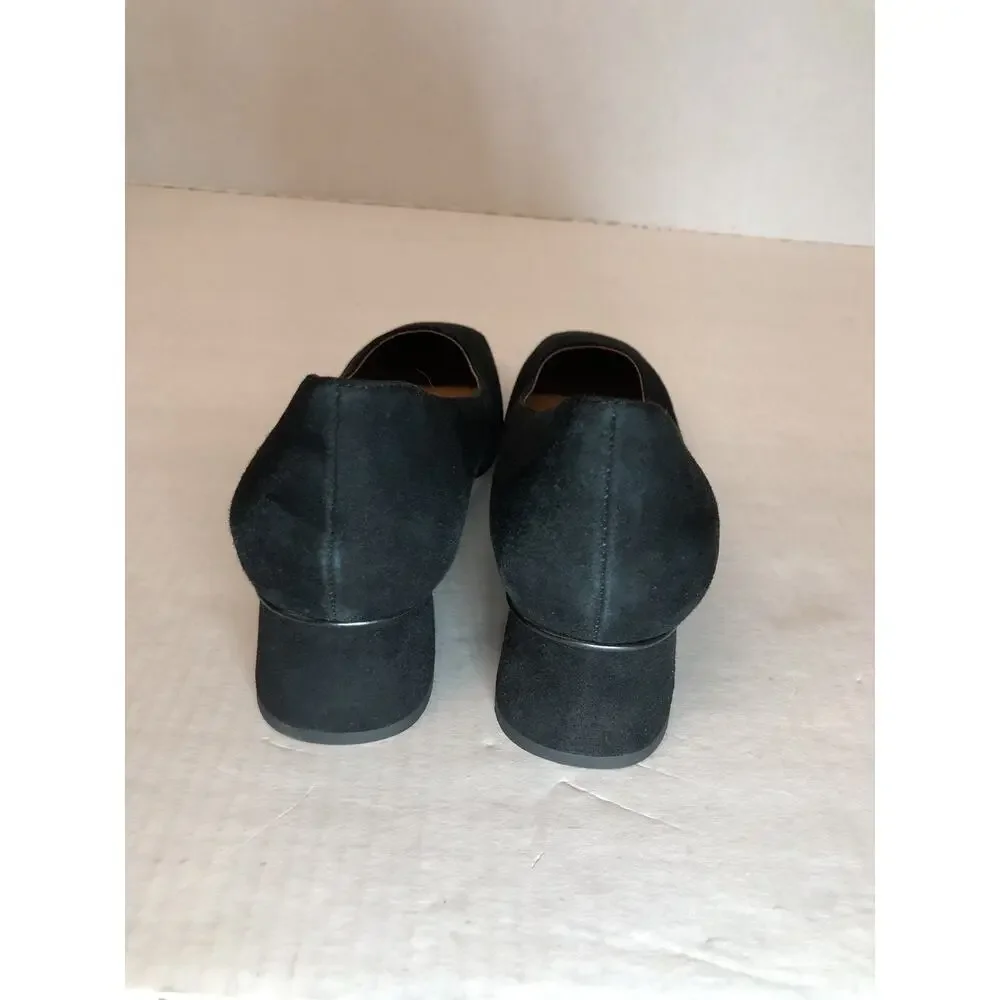 New J.Mclaughlin Casey Suede Black Block Heel Classic Office Mature Capsule 8.5